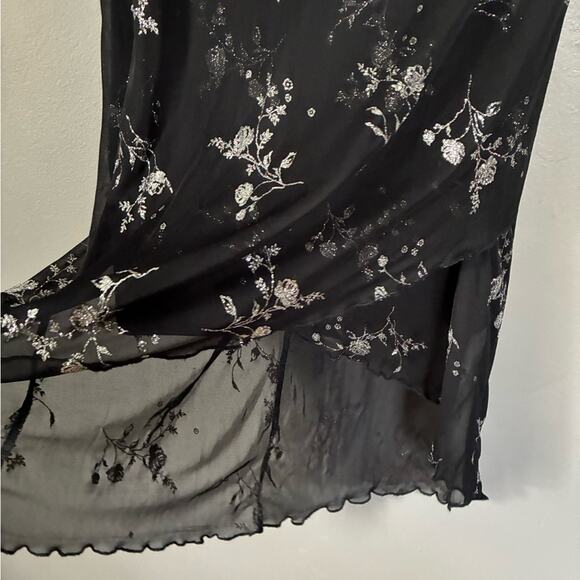Y2K Vintage Black Floral Midi Dress whimsygoth Dark Romantic boho Size S - Picture 4 of 10